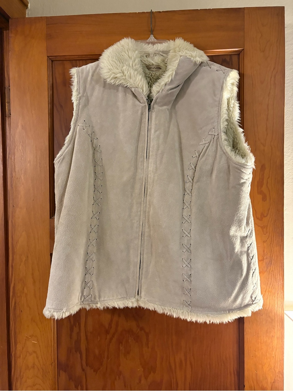 Ruff Hewn Light Gray Suede Hooded Vest